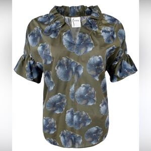 Finley Crosby Top Watercolor Olive Pansy Print medium